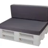 Set coussins palette 120x50 / 120x50cm Anthracite Coussins de jardin avec housses amovibles pour une utilisation int/ext.