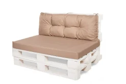 Set coussins pour palettes 120x50 cm, housse d'assise amovible, coussins de dossier matelassés 120x50 cm Beige coussins palettes