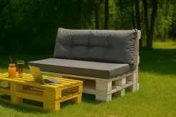 Set coussins pour palettes 120x60 cm, housse d'assise amovible, coussins de dossier matelassés 120x50 cm Gris coussins palettes