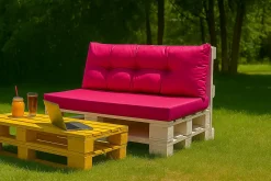 Set coussins pour palettes 120x50 cm, housse d'assise amovible, coussins de dossier matelassés 120x40 cm Rose coussins palettes
