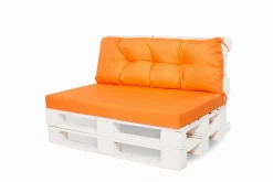 Set coussins pour palettes 120x60 cm, housse d'assise amovible, coussins de dossier matelassés 120x50 cm Orange coussins palettes