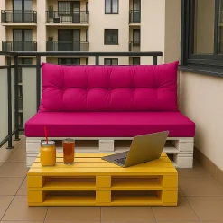 Set coussins pour palettes 120x60 cm, housse d'assise amovible, coussins de dossier matelassés 120x50 cm Rose coussins palettes