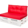 Set coussins pour palettes 120x60 cm, housse d'assise amovible, coussins de dossier matelassés 120x40 cm Rouge coussins palettes