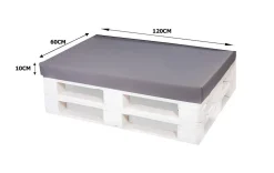 Set coussins pour palettes 120x60 cm, housse d'assise amovible, coussins de dossier matelassés 120x40 cm Gris coussins palettes