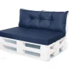 Set coussins pour palettes 120x50 cm, housse d'assise amovible, coussins de dossier matelassés 120x50 cm Bleu coussins palettes