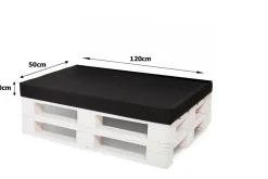 Set coussins pour palettes 120x50 cm, housse d'assise amovible, coussins de dossier matelassés 120x40 cm Noir coussins palettes