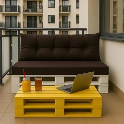 Set coussins pour palettes 120x50 cm, housse d'assise amovible, coussins de dossier matelassés 120x40 cm Marron coussins palettes