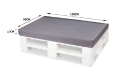 Set coussins pour palettes 120x50 cm, housse d'assise amovible, coussins de dossier matelassés 120x40 cm Gris coussins palettes