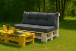 Set coussins pour palettes 120x80 cm, housse d'assise amovible, coussins de dossier matelassés 120x40 cm Anthracite coussins
