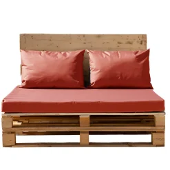 Set de 3 coussins palette extérieur imperméable et déhoussable MINORQUE (120x80 cm - Terracotta)