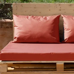 Set de 3 coussins palette extérieur imperméable et déhoussable MINORQUE (120x80 cm - Terracotta)