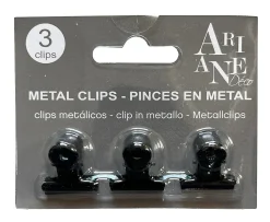 Set de 3 pinces pour décoration murale en métal noir Ariane