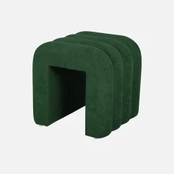 Set de 2 poufs contemporains en tissu vert foncé