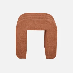Set de 2 poufs contemporains en tissu orange