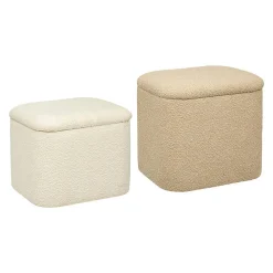 Set de 2 poufs "Dani" en bouclette L37,5/41,5cm - Atmosphera