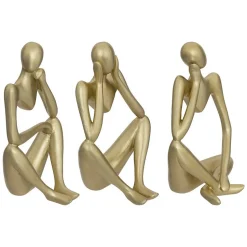 Set de 2 statuettes Femme en résine H17cm doré - Atmosphera