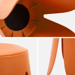 Set de 4 tabourets empilables simili cuir orange. Niki D.30 / 44 x H46cm
