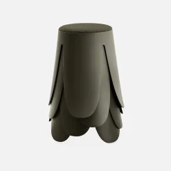 Set de 4 tabourets empilables kaki foncé. bouclette texturée. NIKI. D.30 / 44 x H46cm