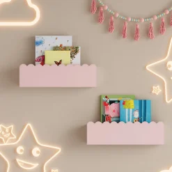 Set de 2 étagères murales pour enfants Vestnes 40 x 10 x 10 cm rose en.casa