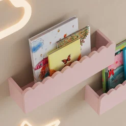 Set de 2 étagères murales pour enfants Vestnes 40 x 10 x 10 cm rose en.casa