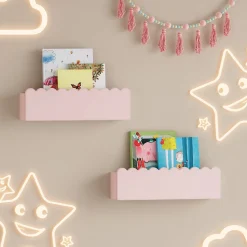 Set de 2 étagères murales pour enfants Vestnes 40 x 10 x 10 cm rose en.casa