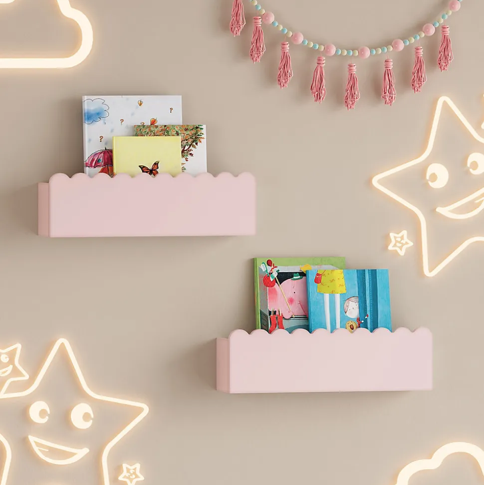 Set de 2 étagères murales pour enfants Vestnes 40 x 10 x 10 cm rose en.casa