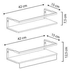 Set de 2 étagères murales Xavi avec porte-serviettes, bois de pin