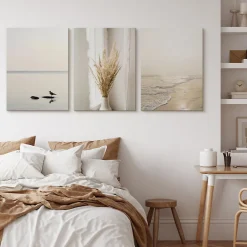 Set De Tableaux Déco Mer Plage Plantes 90cm x 40cm - Parfait pour décorer votre salon, chambre ou bureau avec un design unique et
