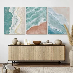 Set De Tableaux Déco Mer Plage Peinture 90cm x 40cm - Parfait pour décorer votre salon, chambre ou bureau avec un design unique e