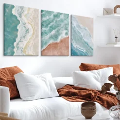 Set De Tableaux Déco Mer Plage Peinture 90cm x 40cm - Parfait pour décorer votre salon, chambre ou bureau avec un design unique e