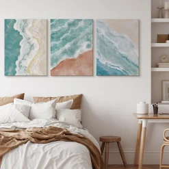 Set De Tableaux Déco Mer Plage Peinture 90cm x 40cm - Parfait pour décorer votre salon, chambre ou bureau avec un design unique e