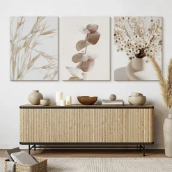 Set De Tableaux Fleurs Feuilles Nature 90cm x 40cm - Parfait pour décorer votre salon, chambre ou bureau avec un design unique et