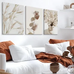 Set De Tableaux Fleurs Feuilles Nature 90cm x 40cm - Parfait pour décorer votre salon, chambre ou bureau avec un design unique et