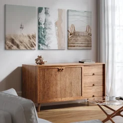 Set De Tableaux Mer Phare Plantes Nature 90cm x 40cm - Parfait pour décorer votre salon, chambre ou bureau avec un design unique