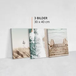 Set De Tableaux Mer Phare Plantes Nature 90cm x 40cm - Parfait pour décorer votre salon, chambre ou bureau avec un design unique