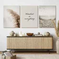 Set De Tableaux Plage Citation Plantes 90cm x 40cm - Parfait pour décorer votre salon, chambre ou bureau avec un design unique et