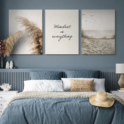 Set De Tableaux Plage Citation Plantes 90cm x 40cm - Parfait pour décorer votre salon, chambre ou bureau avec un design unique et