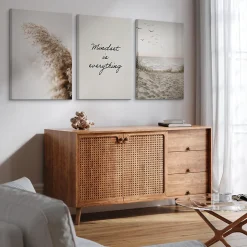 Set De Tableaux Plage Citation Plantes 90cm x 40cm - Parfait pour décorer votre salon, chambre ou bureau avec un design unique et