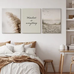 Set De Tableaux Plage Citation Plantes 90cm x 40cm - Parfait pour décorer votre salon, chambre ou bureau avec un design unique et