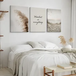 Set De Tableaux Plage Citation Plantes 90cm x 40cm - Parfait pour décorer votre salon, chambre ou bureau avec un design unique et