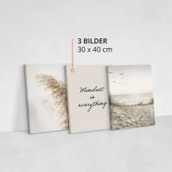 Set De Tableaux Plage Citation Plantes 90cm x 40cm - Parfait pour décorer votre salon, chambre ou bureau avec un design unique et
