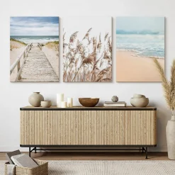Set De Tableaux Plage Mer Pont Plantes 90cm x 40cm - Parfait pour décorer votre salon, chambre ou bureau avec un design unique et