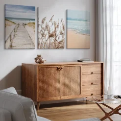 Set De Tableaux Plage Mer Pont Plantes 90cm x 40cm - Parfait pour décorer votre salon, chambre ou bureau avec un design unique et