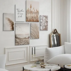 Set De Tableaux Plage Plantes Citation 90cm x 80cm - Parfait pour décorer votre salon, chambre ou bureau avec un design unique et
