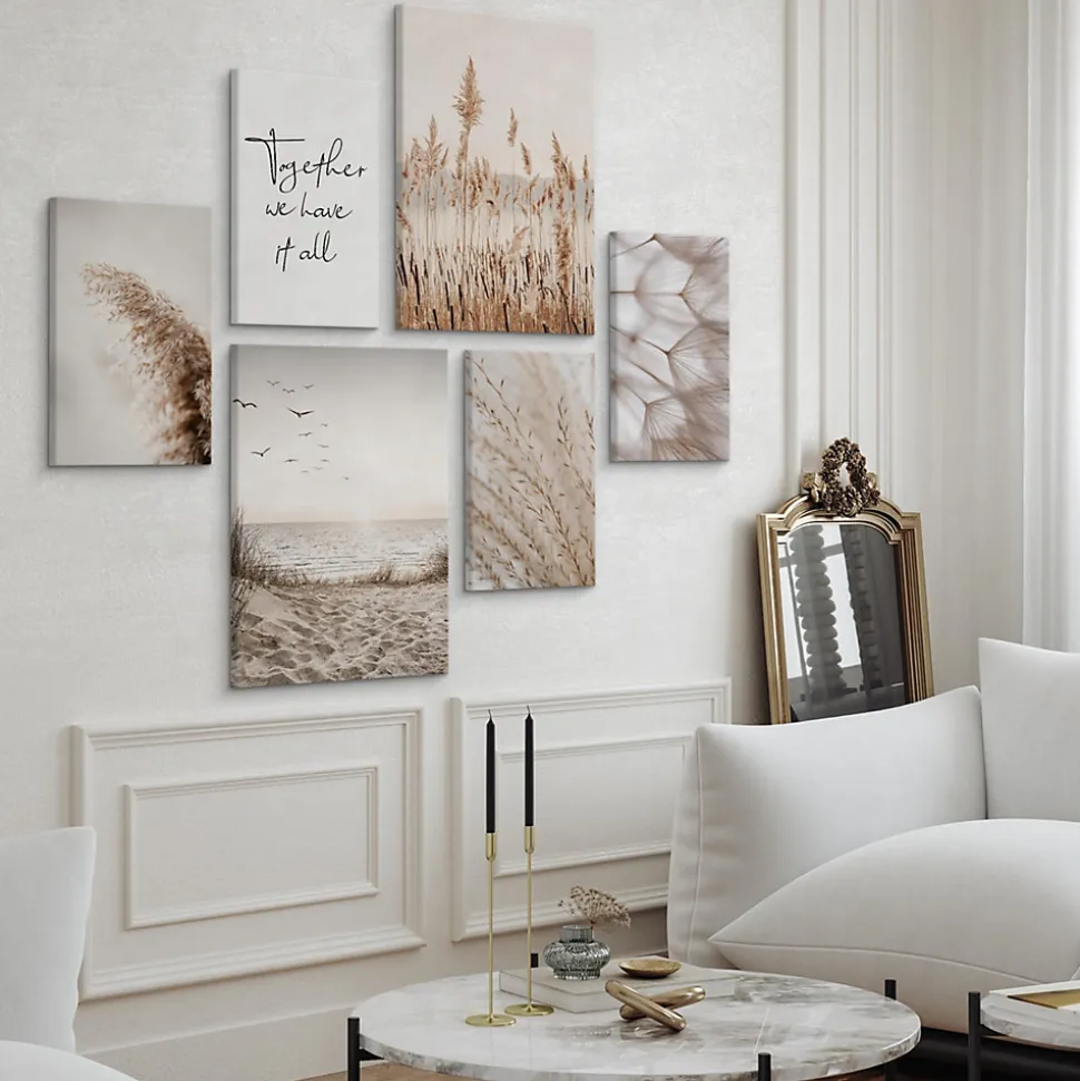 Set De Tableaux Plage Plantes Citation 90cm x 80cm - Parfait pour décorer votre salon, chambre ou bureau avec un design unique et