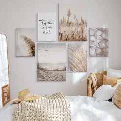 Set De Tableaux Plage Plantes Citation 90cm x 80cm - Parfait pour décorer votre salon, chambre ou bureau avec un design unique et