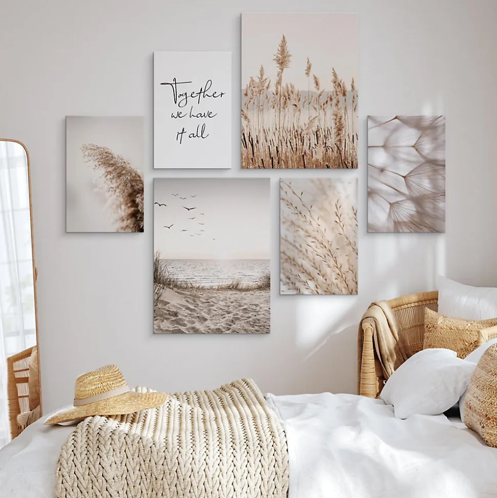Set De Tableaux Plage Plantes Citation 90cm x 80cm - Parfait pour décorer votre salon, chambre ou bureau avec un design unique et