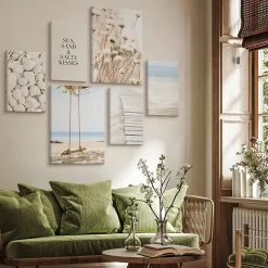 Set De Tableaux Plage Plantes Citation 90cm x 80cm - Parfait pour décorer votre salon, chambre ou bureau avec un design unique et