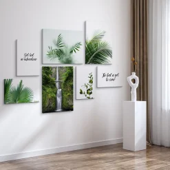 Set De Tableaux Plantes Cascade Citation 110cm x 80cm - Parfait pour décorer votre salon, chambre ou bureau avec un design unique