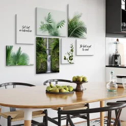 Set De Tableaux Plantes Cascade Citation 110cm x 80cm - Parfait pour décorer votre salon, chambre ou bureau avec un design unique